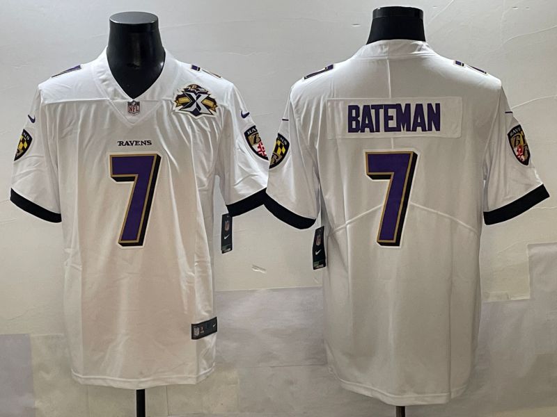 Men 2025 Baltimore Ravens 7 Bateman White Second generations Nike Limited NFL Jersey style 3
